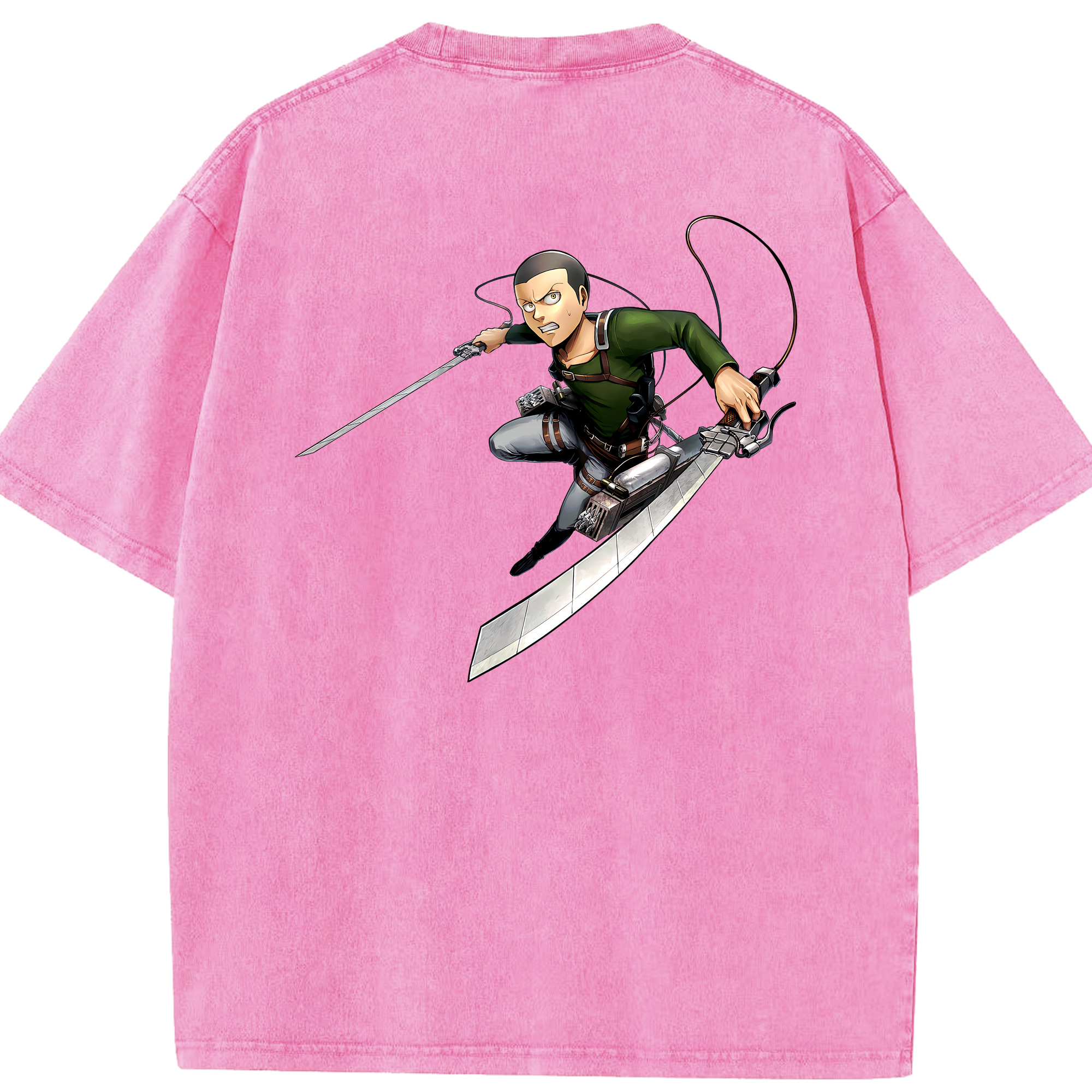 （画像用） 進撃の巨人 コニー·スプリンガー Attack on Titan Connie Springer 綿100% ヴィンテージ風 半袖Tシャツ（背面プリント）